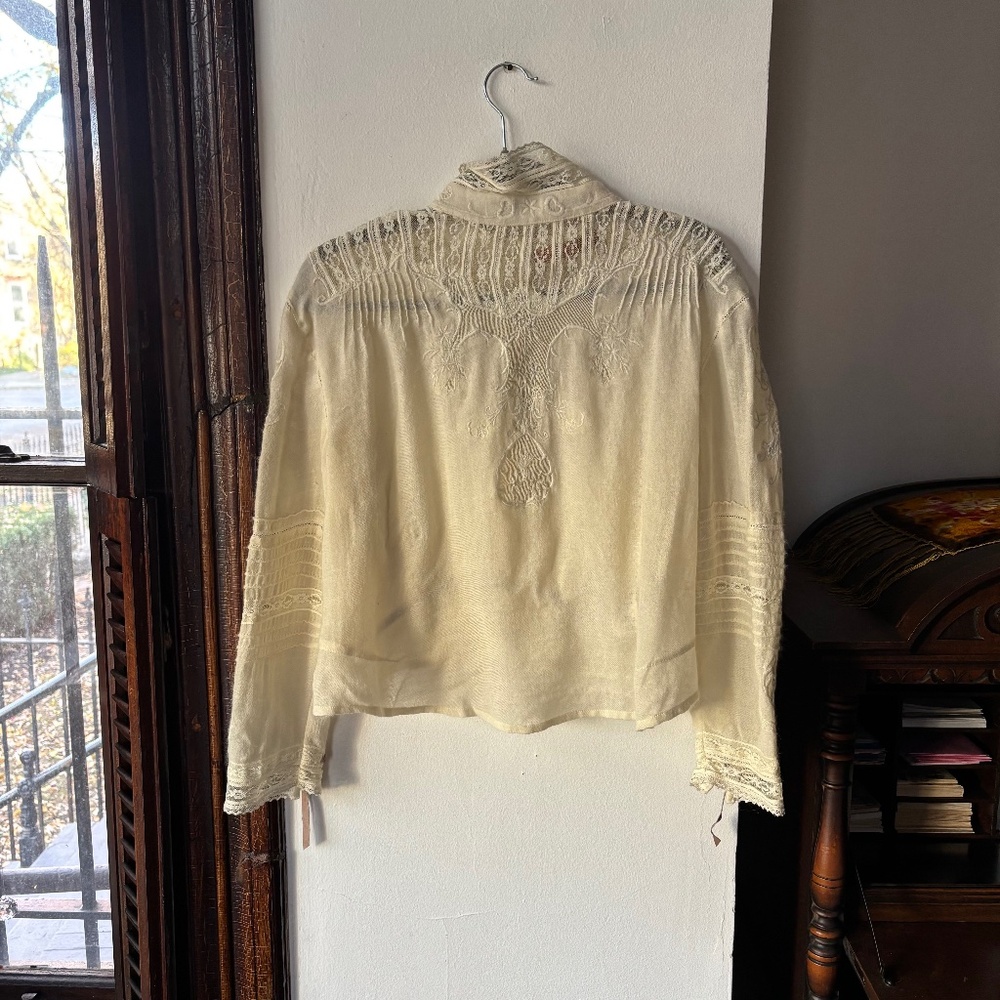 Free People Heirloom Cream Blouse Lace Detail